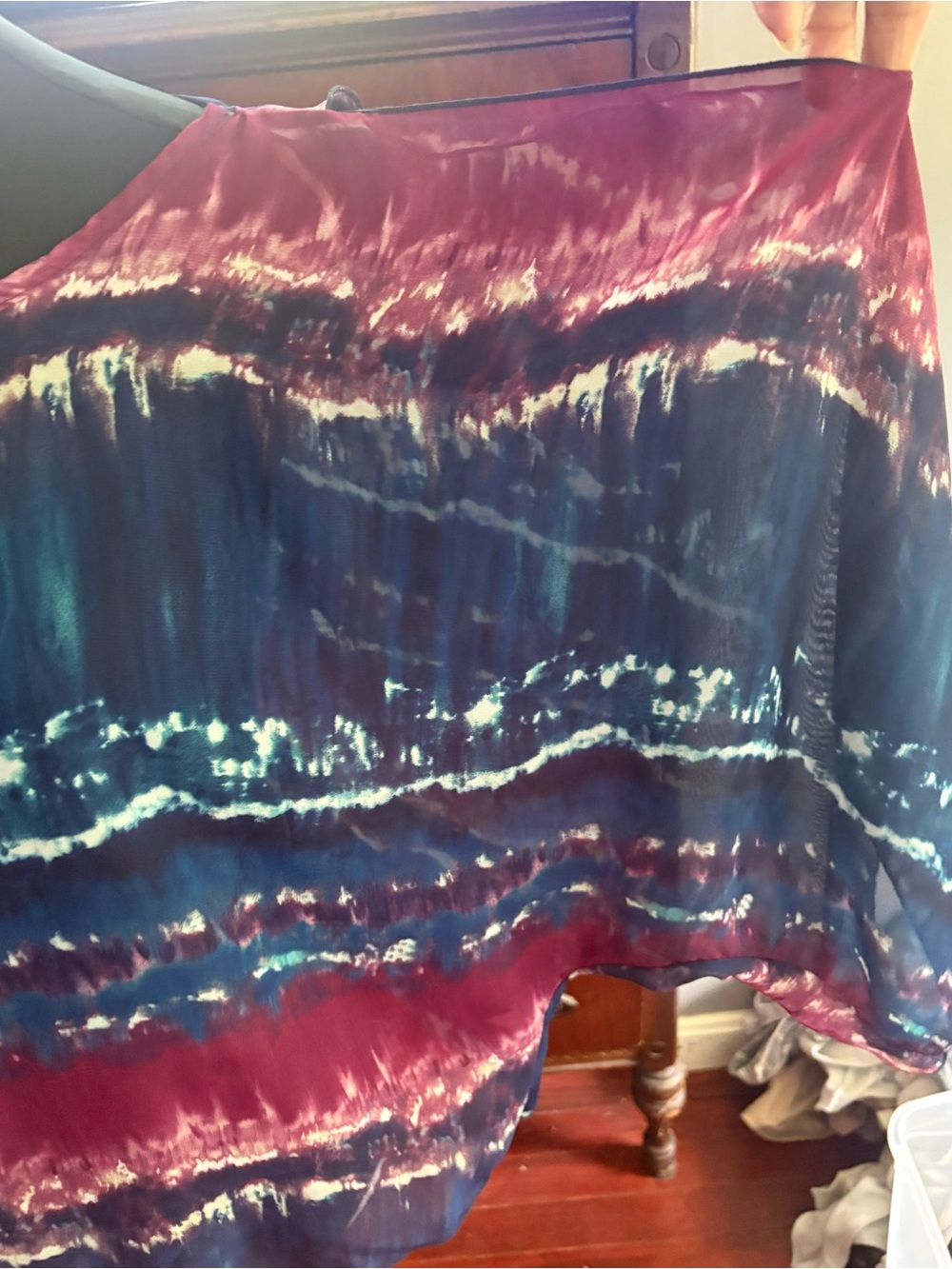 Vintage Havana Tie-Dye Long Sleeve Blouse - Navy & Burgundy - Picture 3 of 6